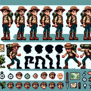 Detailed Adventurer Pixel Art Character Sprite Sheet