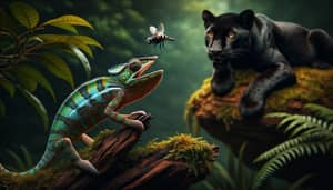 Panther Chameleon vs Black Panther: Nature's Battle