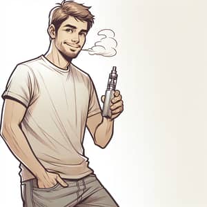 Max Enjoys Vaping: Casual Caucasian Man with Vape