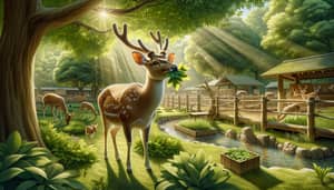 Charming Deer at the Zoo: Graceful Wildlife Encounter