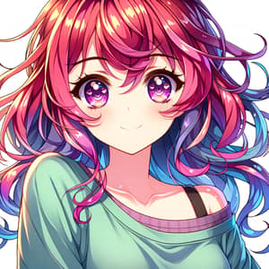 Vibrant Anime-Style Female Character Illustration