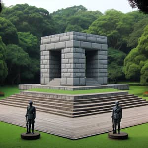 Gray Granite Structure in Lush Green Park