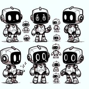 Cute Robot Character: Multiple Angles, Poses & Expressions