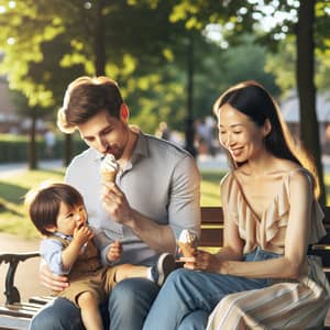 Happy Family Enjoying Ice-Cream in Park | Heartwarming Scene