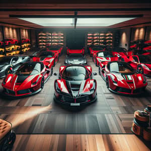 Luxury Ferrari Sports Cars in a Garage