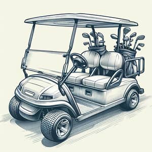 Detailed Sketch of 4-Seat Golf Cart