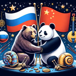 Russia and China Unity: Bear and Panda Embrace