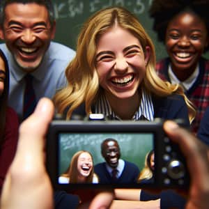 High School Laughter Scene: Joyful Moment Captured in Detail