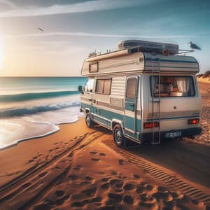 Camper Van on Sandy Beach in Southern Spain