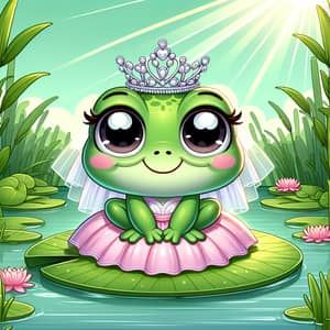 Royal Cartoon Frog: A Serene Pond Encounter