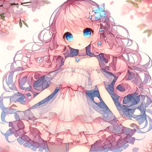 Anime Style Girl Illustration in Enchanted Sakura Forest