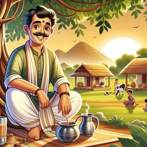 Prasanth: Traditional Indian Attire in Village Setting