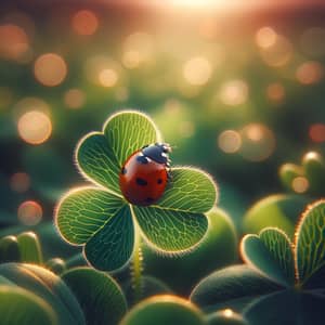 Ladybug on Clover Leaf - Stunning Nature Scene