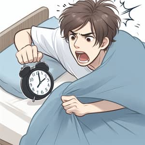 Person Getting Up From Bed with Worrying Expression | Time Check