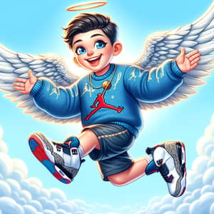 Cheerful Angel in Jordan Sneakers and Sweater