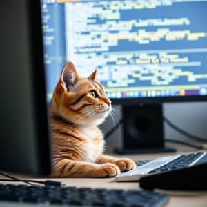 Cat Coding on iMac - A Feline Programmer's Journey