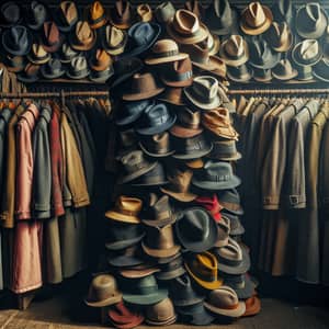 Vintage Hat Stand Covered in Coats & Hats