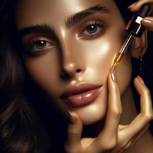 Beautiful Caucasian Girl Applying Oil | Beauty & Skincare Promotion