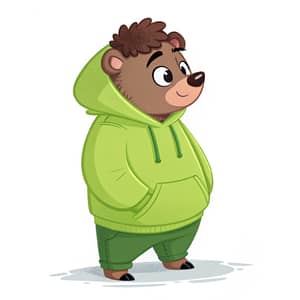 2D Male Bear Character in Oversized Hoodie