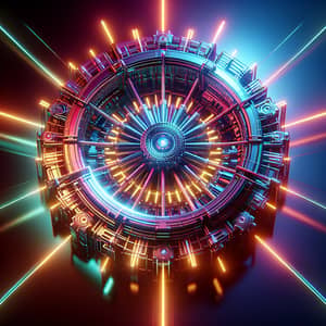 Futuristic Quantum Compass in Vivid Neon Colors