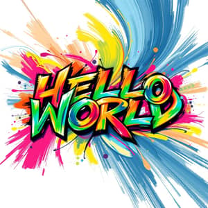 Vibrant Graffiti Art - Hello World Design