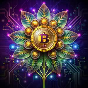 Futuristic Flower of Cryptocurrencies | Digital Circuits