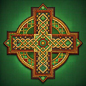 Vibrant Retro Pixel Art Celtic Cross