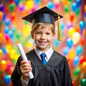 Joyful Graduation Day: Young Boy's Proud Moment