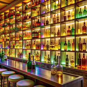 Stylish Bar Interior with Colorful Drinks
