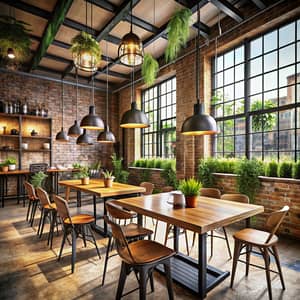 Cozy Industrial-Style Cafe with Modern Aesthetic