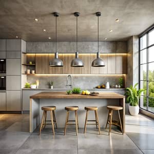 Modern Minimalist Kitchen Design with Polished Cement