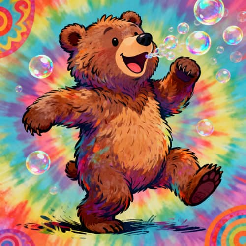 Joyful Dancing Bear in Grateful Dead Style
