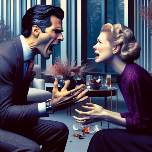 Emotional Scene of Hispanic Man Pleading with Caucasian Woman