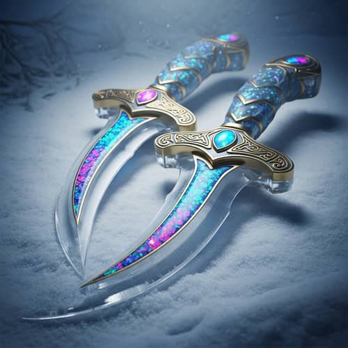 Curved Ice Daggers with Opal Inlays
