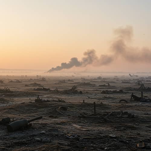 Epic Battlefield at Dawn: A Stunning View