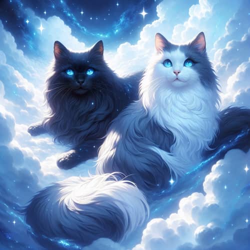 Celestial Cats Drifting in Heavenly Skies