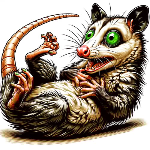 Dramatic Possum Heart Attack Caricature | Art Nouveau Inspired