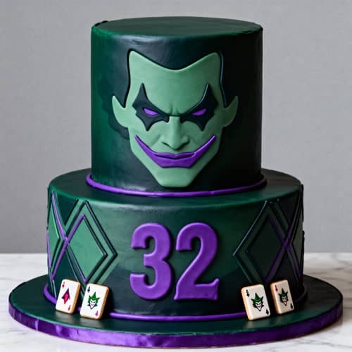 Joker Themed Adult Birthday Cake | Dark Green & Purple Joker Themed Adult Birthday Cake | Dark Green & Purple