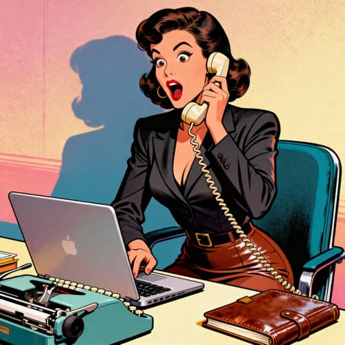 Stylish Pinup Business Woman with Laptop & Phone Stylish Pinup Business Woman with Laptop & Phone