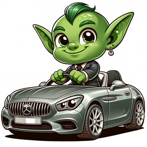 Mischievous Goblin Drives Luxury European Car
