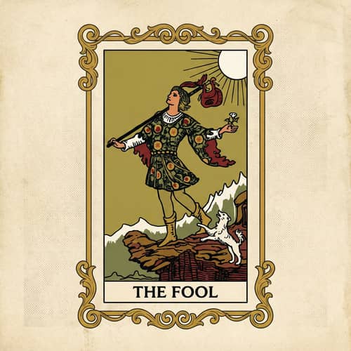 The Fool Tarot Card Illustration - Rider-Waite Style The Fool Tarot Card Illustration - Rider-Waite Style