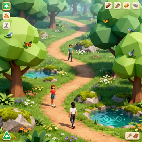 3D Sims Style Mobile Game Forest Interface 3D Sims Style Mobile Game Forest Interface