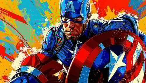 Captain America Portrait in Comic Book Style - Digital Painting