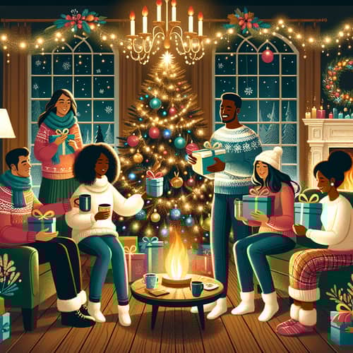 Festive Holiday Scene of Diversity and Joy