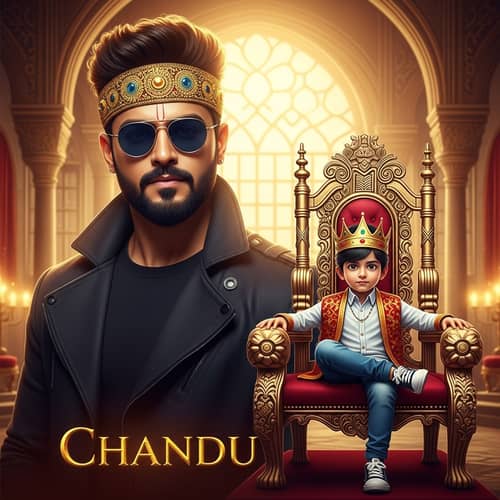 Majestic Chandu and Confident Boy on Throne - Royal Court Scene