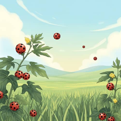 Whimsical Ladyfingers in Lively Field | Pastel Hues Landscape