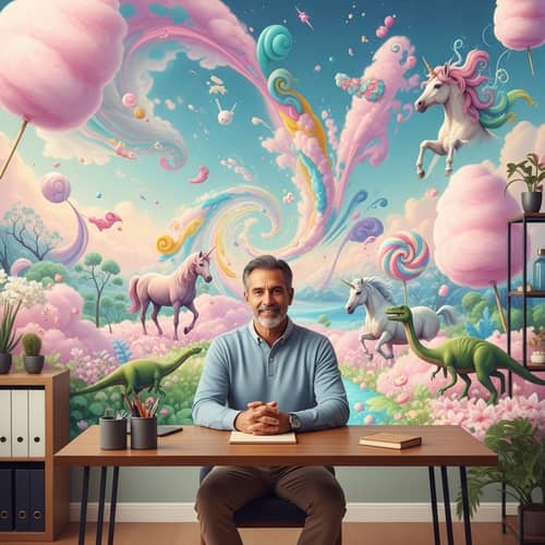 Hispanic Male Therapist in Fantastical Landscape | Therapy Services