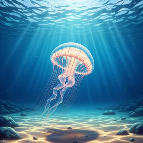 Ethereal Underwater Scene with Iridescent Jellyfish