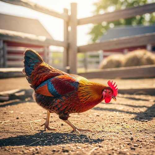 Colorful Chicken Pecking Seeds - Farmyard Animation