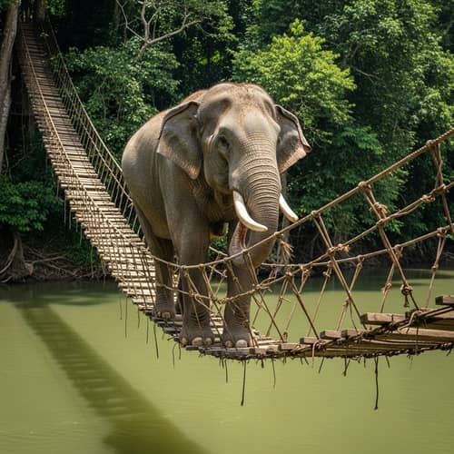 Elephant Crossing Monkey Bridge